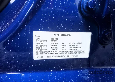 2023 Tesla Model Y from USA, damaged, VIN 7SAYGAEE4PF741100